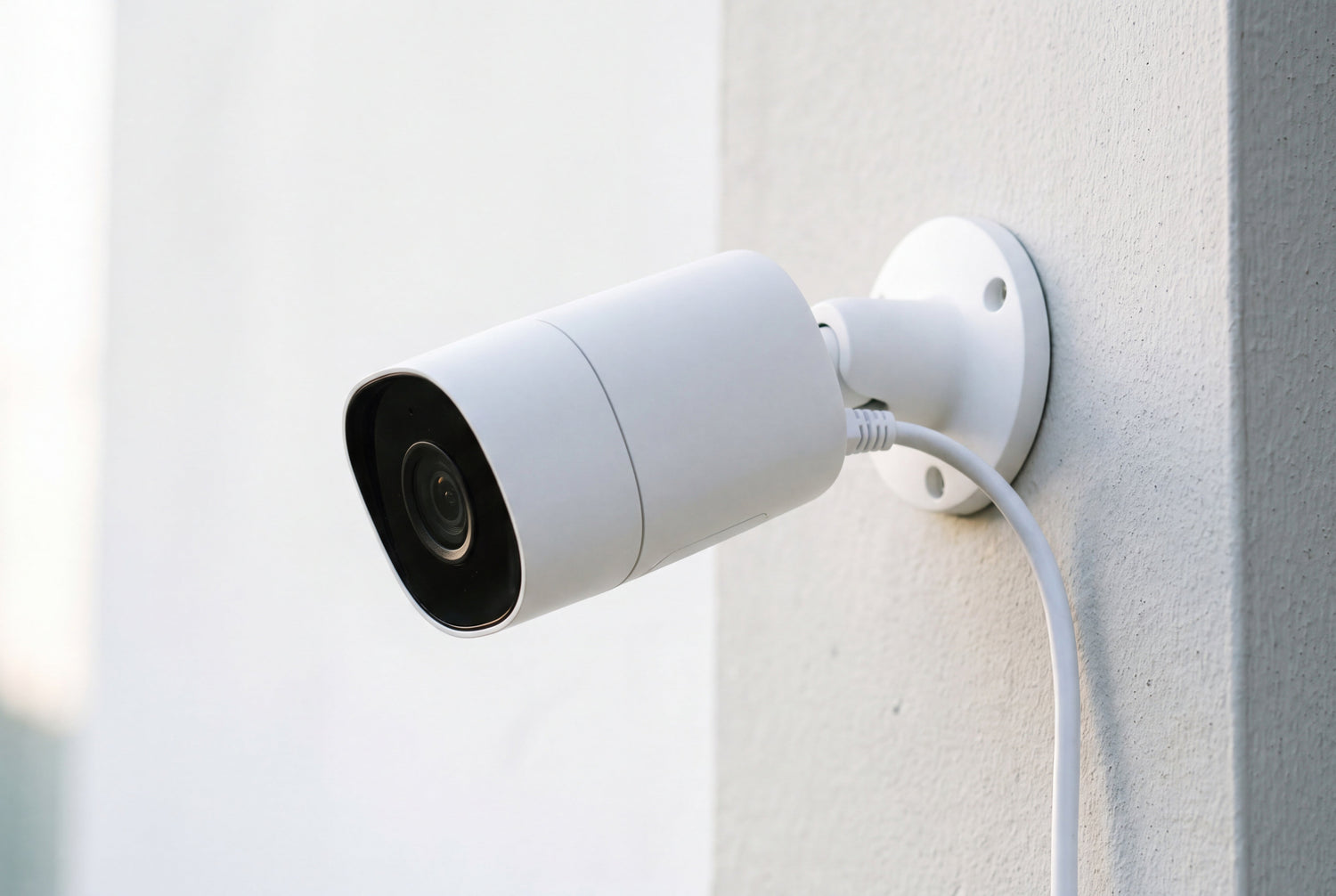 Kamera IP monitoringu zamontowana na zewnętrznej ścianie budynku