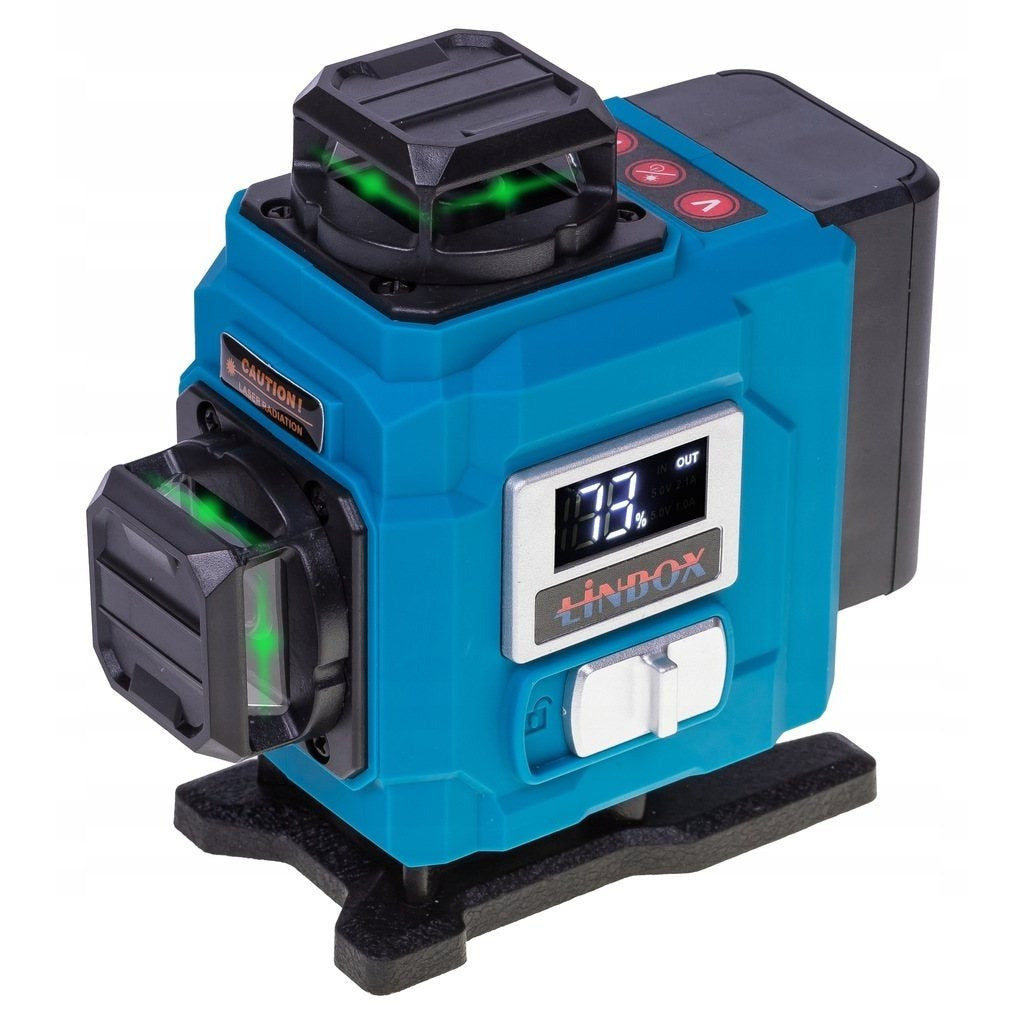 Poziomica laserowa 360° laser krzyżowy 4D zestaw obrotowe okienka statyw