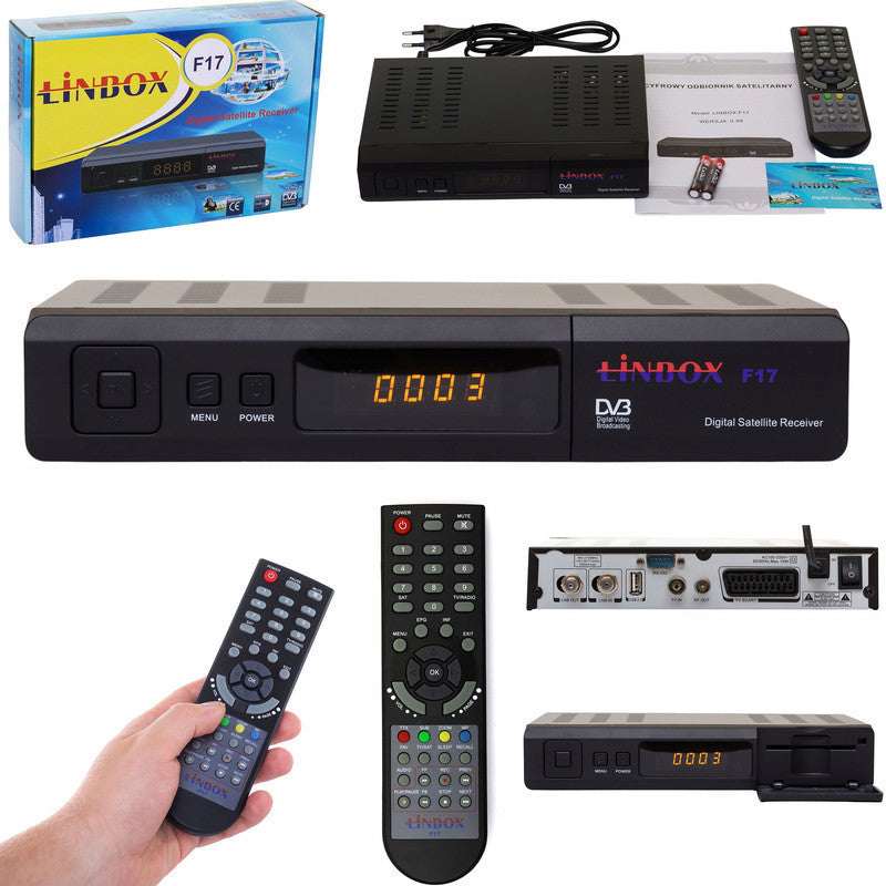 Tuner Satelitarny Linbox F17 DVB-S MPEG2 | 150+ Kanałów FTA Astra | USB Nagrywanie | Modulator RF