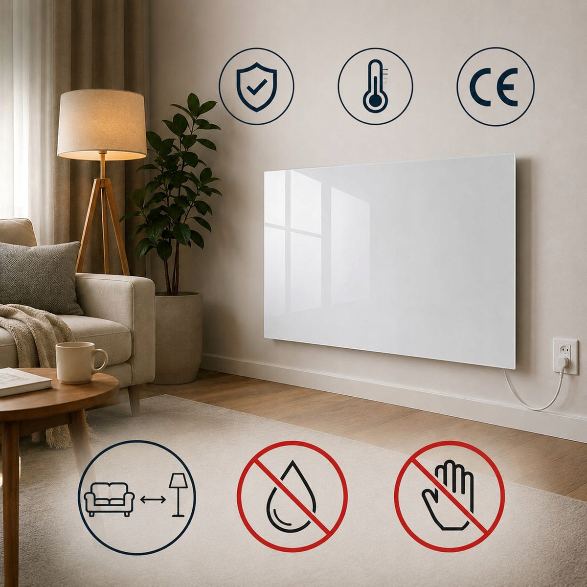 GRZEJNIK NA PODCZERWIEŃ SZKLANY PROMIENNIK 600W PILOT STEROWANIE WiFi XL