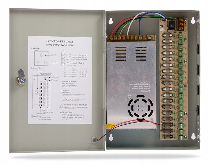 Zasilacz do kamer monitoringu 12V 30A 18 kamer