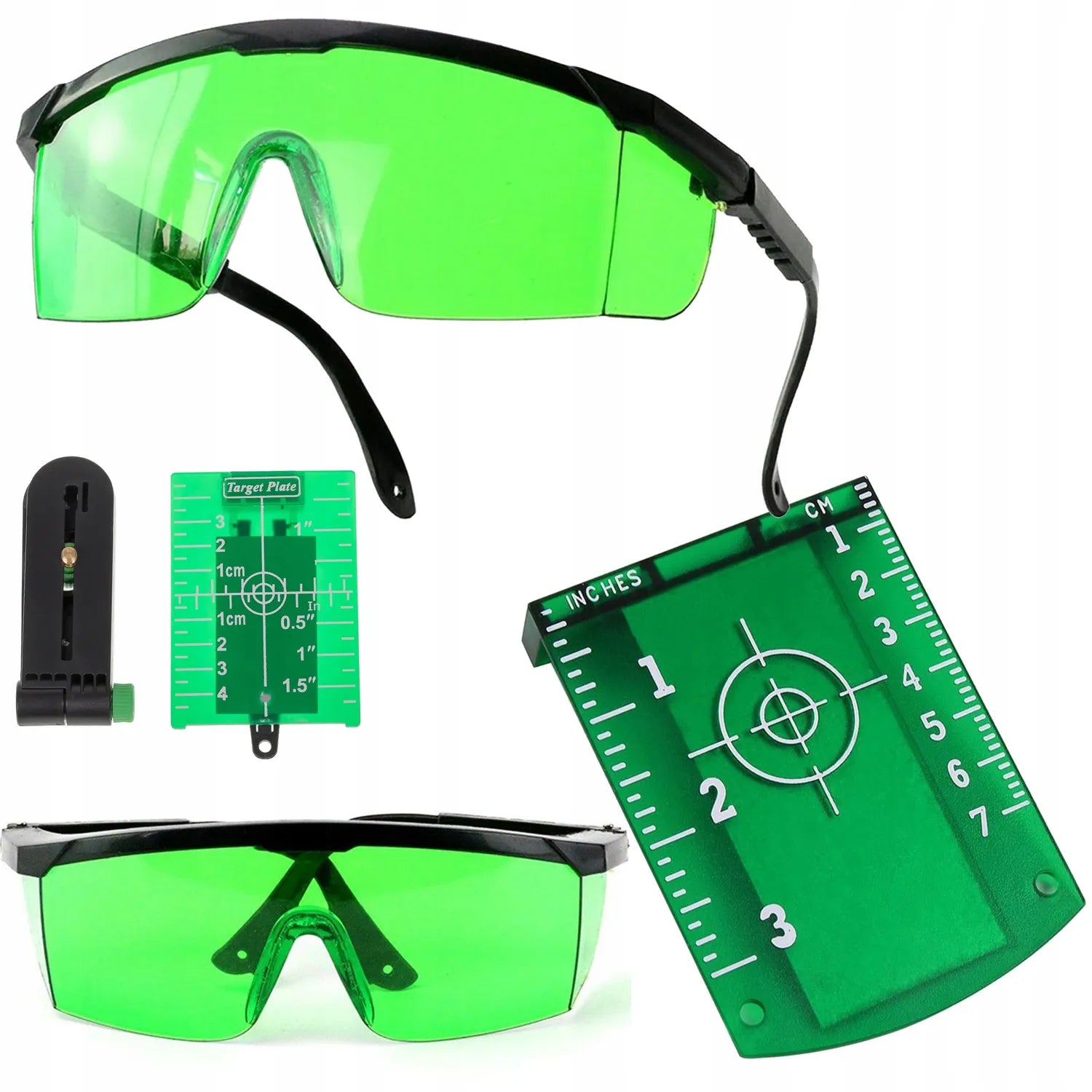 Płytka odbiorcza laserowa + okulary laserowe zielone