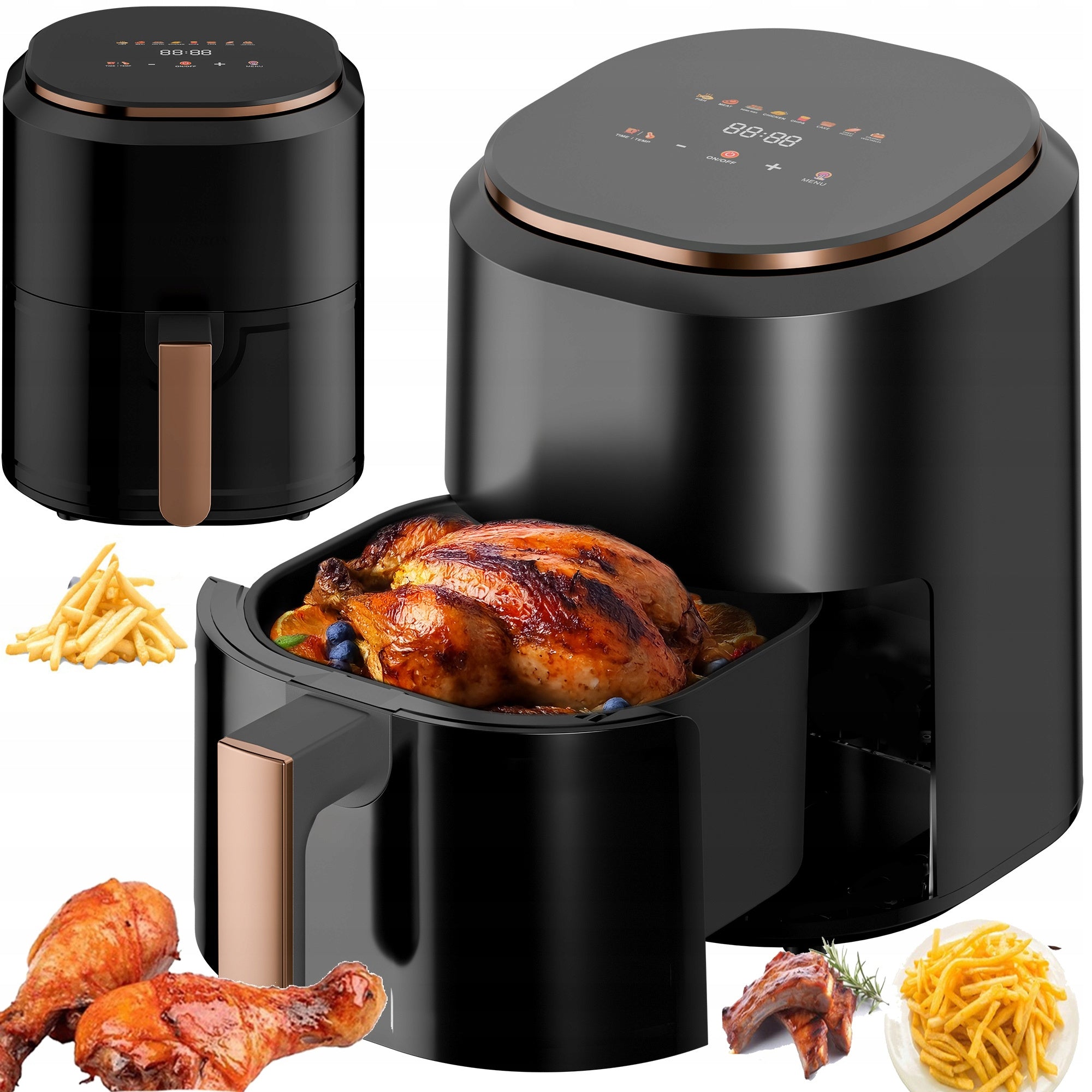 Frytkownica beztłuszczowa AIR fryer Linbox czarna 4,5L 1400W kolorowe MENU w języku polskim
