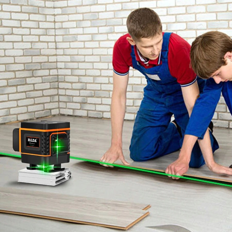 Poziomica laserowa 360° laser krzyżowy 4D + statyw