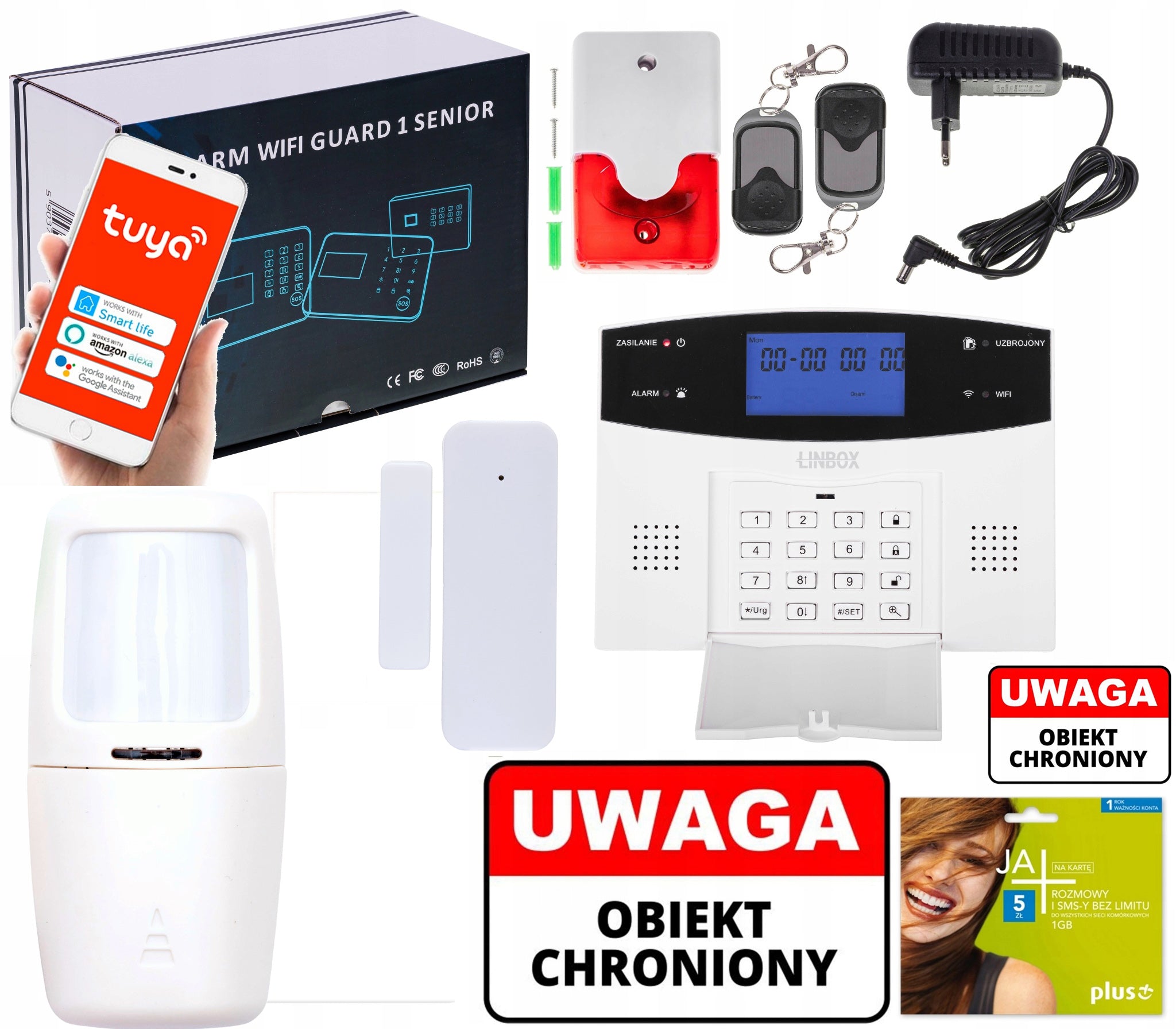 Alarm SENIOR GUARD 1 bezprzewodowy 1 PIR mała syrena