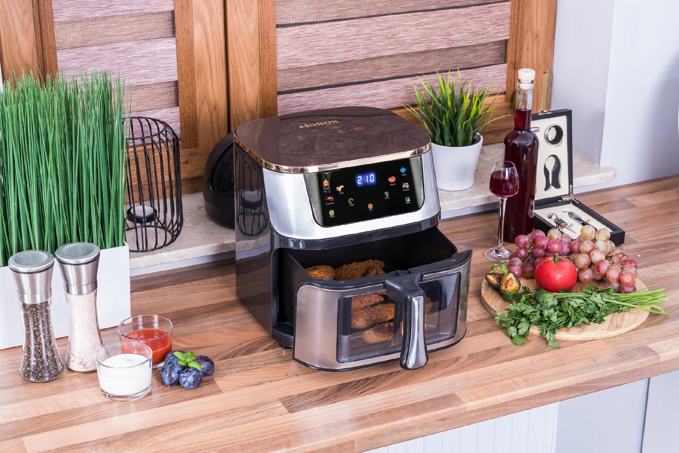 Frytkownica beztłuszczowa AIR fryer Linbox INOX czarna polskie MENU