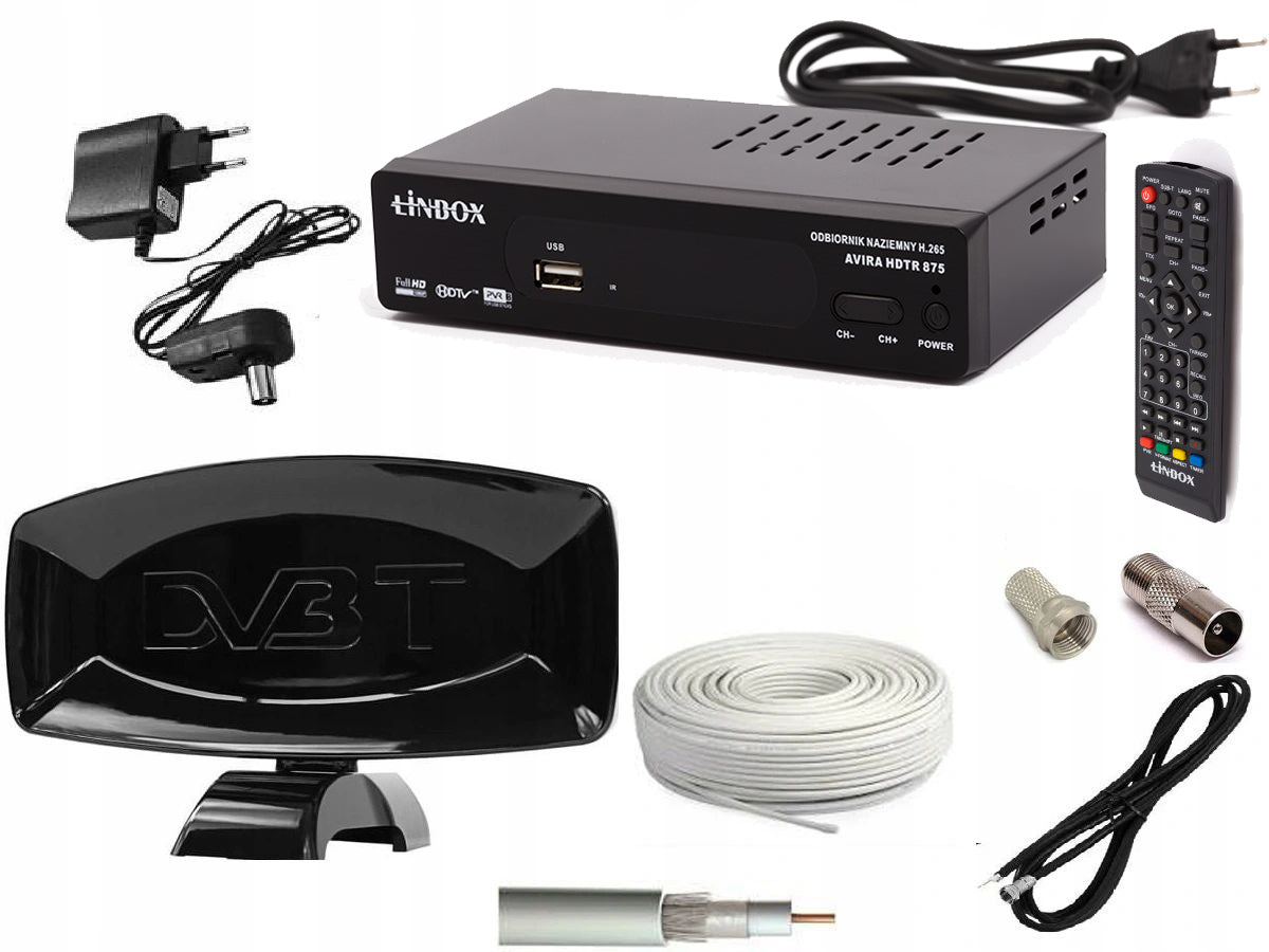 Tuner naziemny DVB-T2 HEVC H.265 antena pokojowa