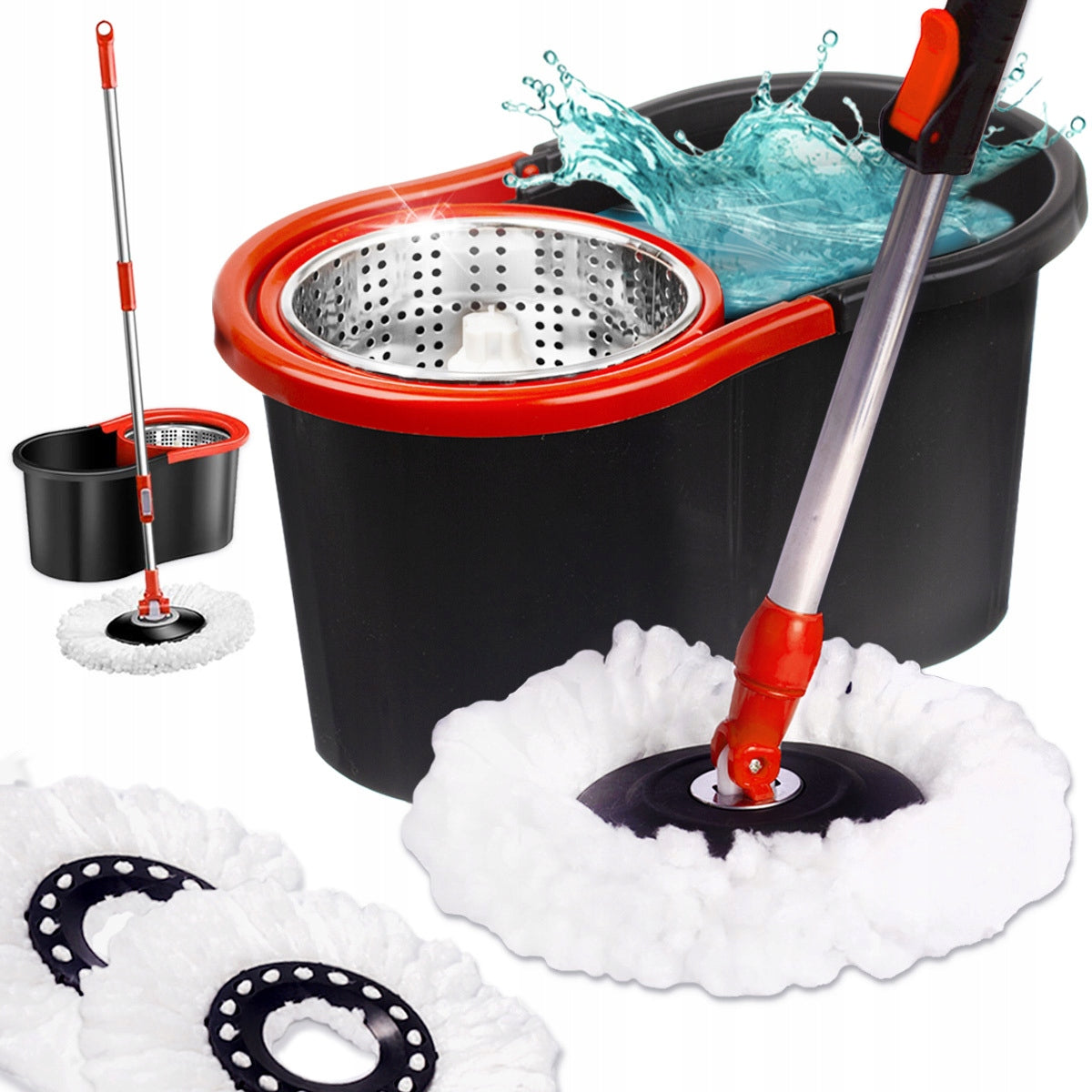 Mop Obrotowy rotacyjny 360 SPIN turbo 3w1 nakładki Mikrofibra Wiadro zestaw