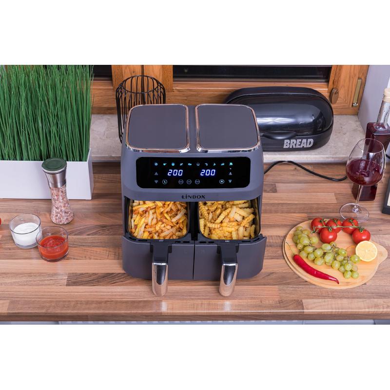 Frytkownica beztłuszczowa bez oleju Air Fryer duża 2-komorowa 8L 2800W