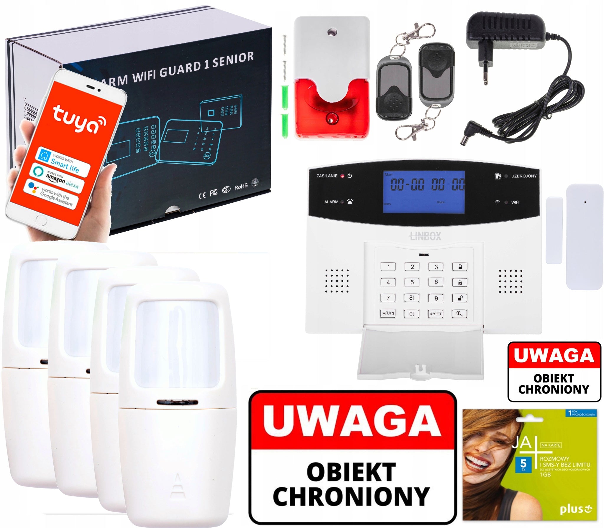 Alarm SENIOR GUARD 1 bezprzewodowy 4 PIR mała syrena