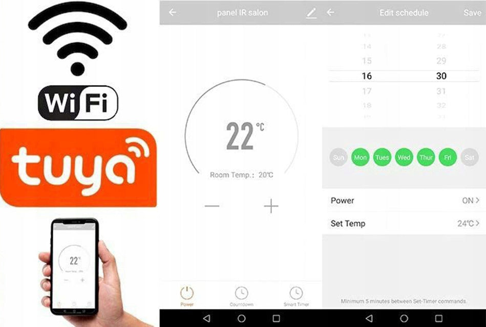 GRZEJNIK NA PODCZERWIEŃ PROMIENNIK 770W PILOT STEROWANIE WiFi XL MOCNY DOTYK