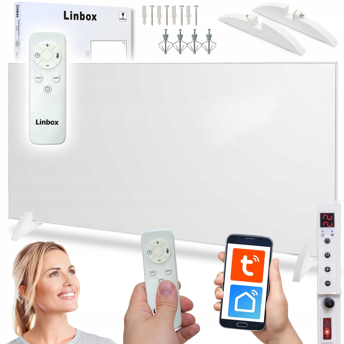 GRZEJNIK NA PODCZERWIEŃ PROMIENNIK 770W PILOT STEROWANIE WiFi XL MOCNY