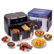 Duża frytkownica beztłuszczowa AIR fryer 2x 4L 2800W na dwa kosze 8L czarna