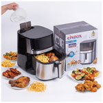 Air Fryer 8L 2000W frytkownica beztłuszczowa z funkcją pary, podwójna grzałka góra dół, okienko z podświetleniem LED, 360° cyrkulacja powietrza, 10 programów, duża pojemność