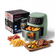 Frytkownica beztłuszczowa AIR fryer 5L/1400W zielona polskie kolorowe MENU podgląd przez okienko