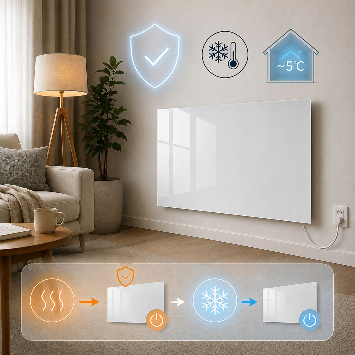 GRZEJNIK NA PODCZERWIEŃ SZKLANY PROMIENNIK 600W PILOT STEROWANIE WiFi XL
